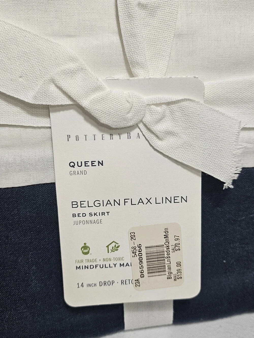 Pottery Barn Belgian Flax Linen QUEEN Bed Skirt 14